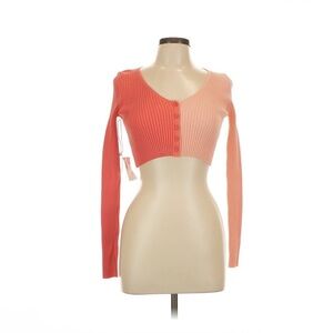 STAUD Pink Cropped Button Down Top